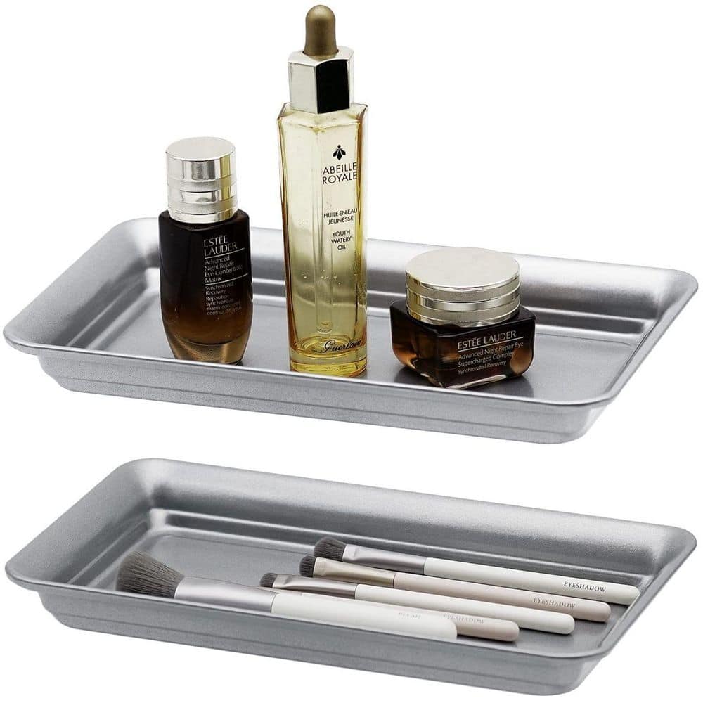 Glenwood Silver Metal Bathroom Vanity Countertop Tower Caddy Organizer