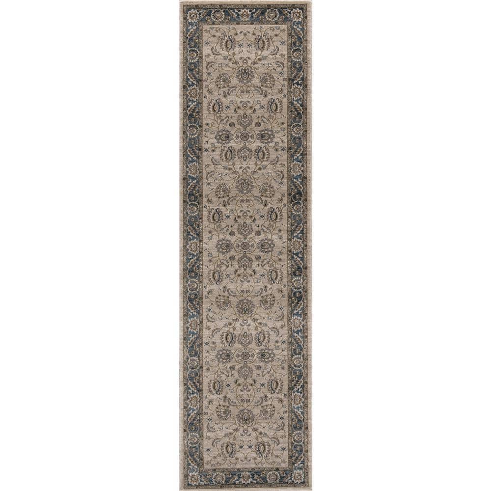 Beige Tufted Synthetic Medium Pile Runner Rug