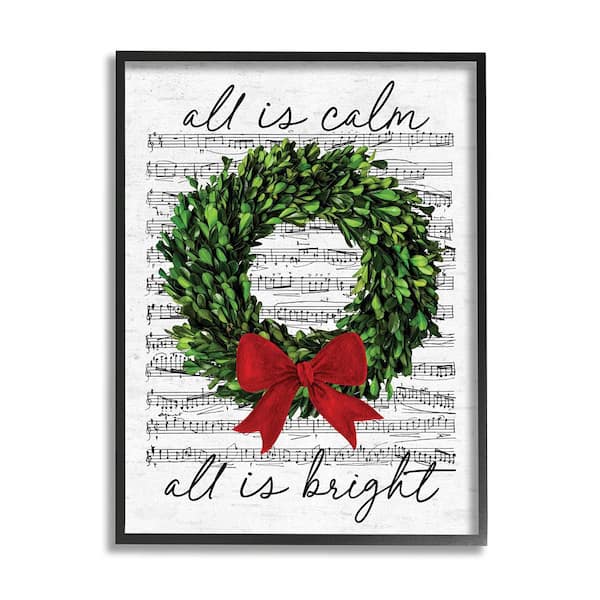 Stupell Industries All Bright Holiday Music by Lettered and Lined 1-Piece Framed Graphic Print Typography Poster Art Print 30 in. x 24 in.