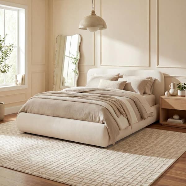nuLOOM Lirielle Checkered Washable Area Cream 4 ft. x 6 ft. Indoor