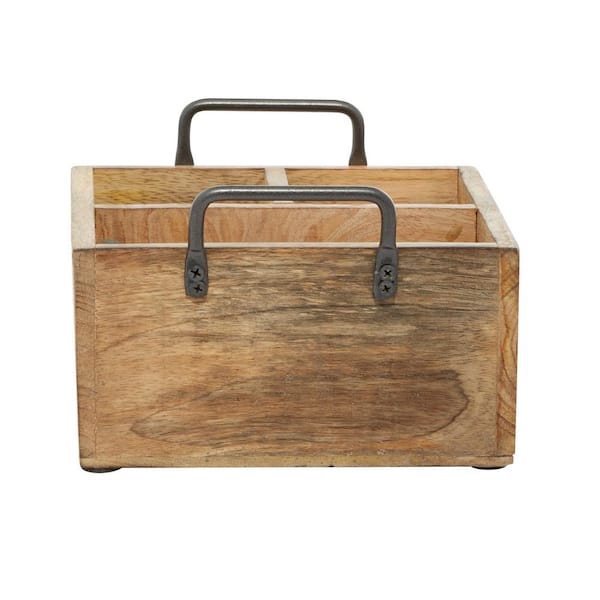 4 Wine Bottle Holder, Floral Wooden Trunk (8 x 13.8 x 8.5 In) 