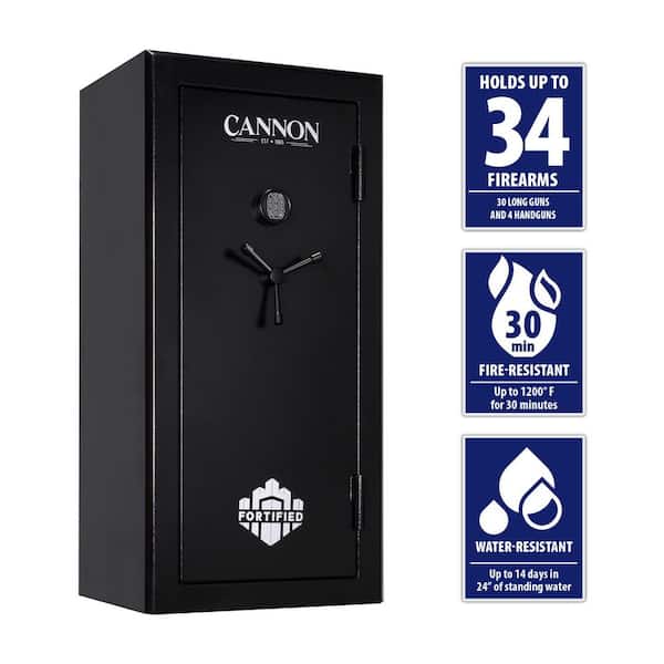 Fortified 34-Gun 30 min. Fire/Water Resistant Electronic Lock w/Backup Key Gun Safe FD5928 - Black