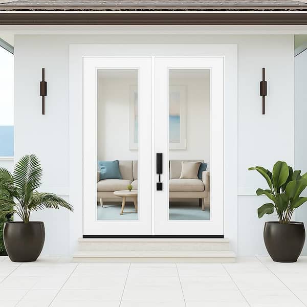 Palisade 72 in. x 96 in. FullLite Clear Impact Glass RHIS Unfinished Fiberglass Double Prehung Front Door w/ 4-9/16 Jamb