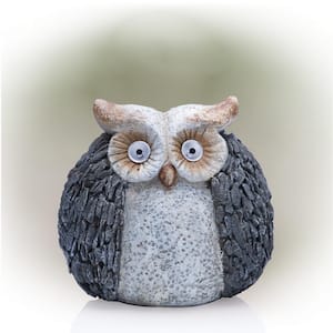 13 in. Tall Outdoor Solar Powered Owl Yard Statue with LED Lights