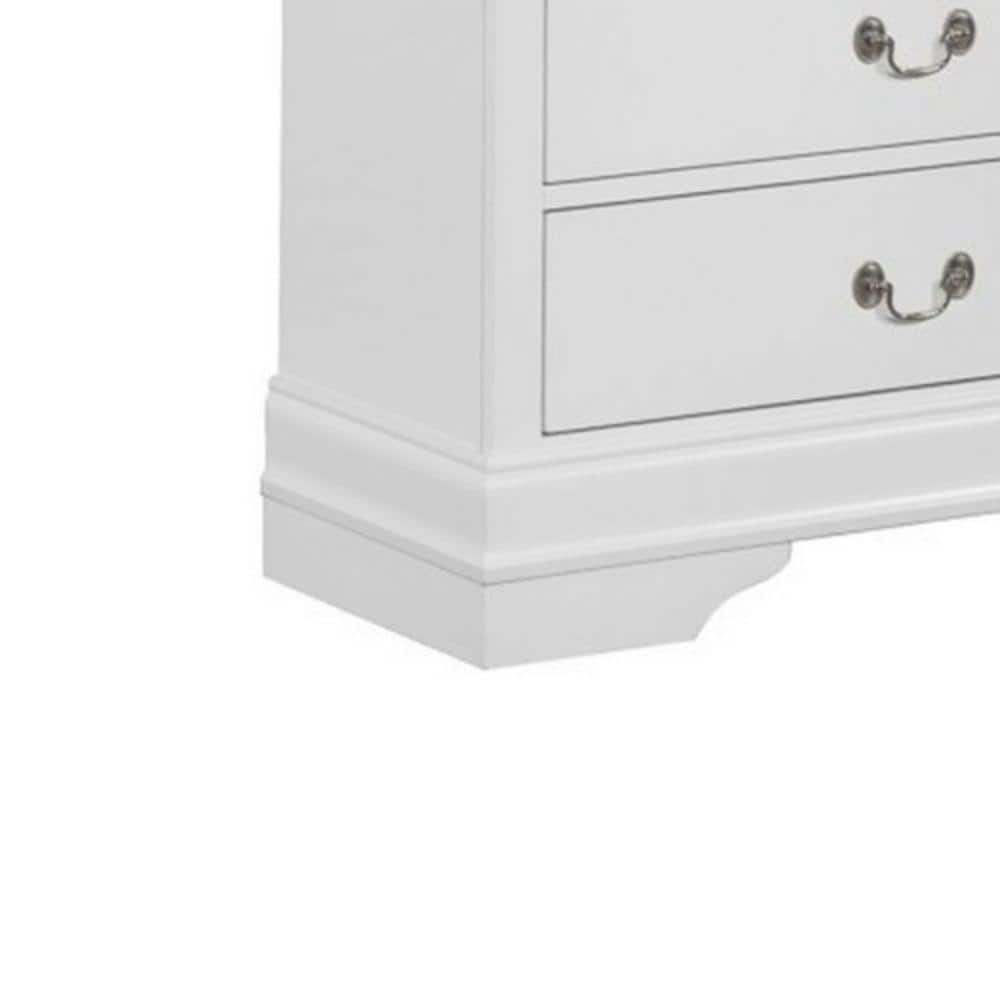 Transitional White Solid Wood Double Dresser with Metal Pulls