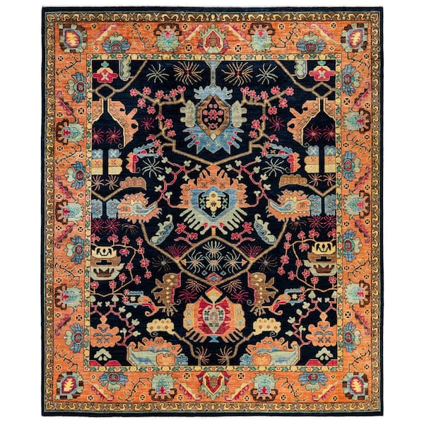 Serapi Blue 8 ft. x 10 ft. Tribal Wool Indoor Area Rug