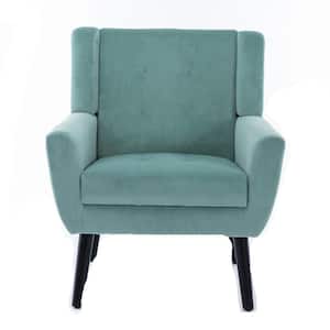 Mint Green Velvet Material Ergonomics Accent Arm Chair Living Room Chair Bedroom Chair Home Chair with Black Legs