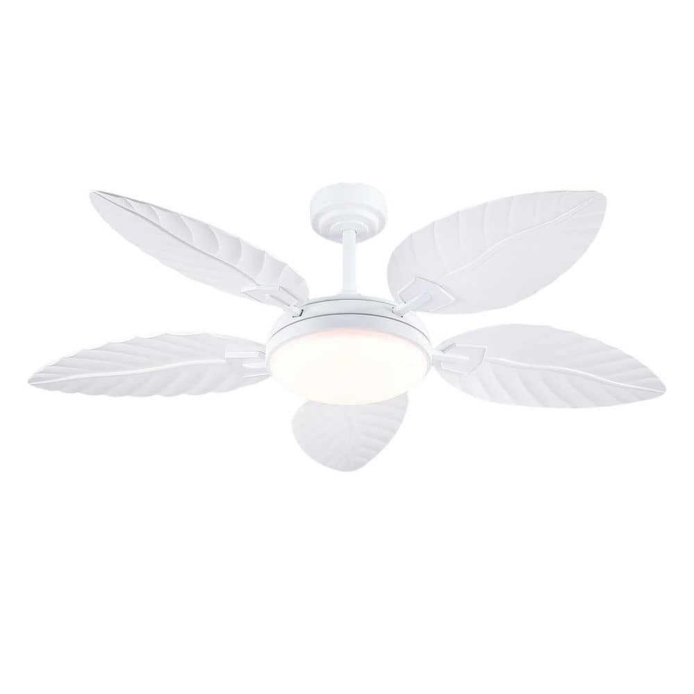 Kviflon 52 in. Indoor/Outdoor White Retro 5 Palm Leaf Shaped