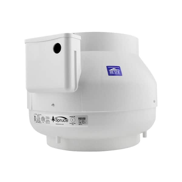 Spruce RB500 500 CFM 10 in. Inlet and Outlet Inline Ventilation Fan in White