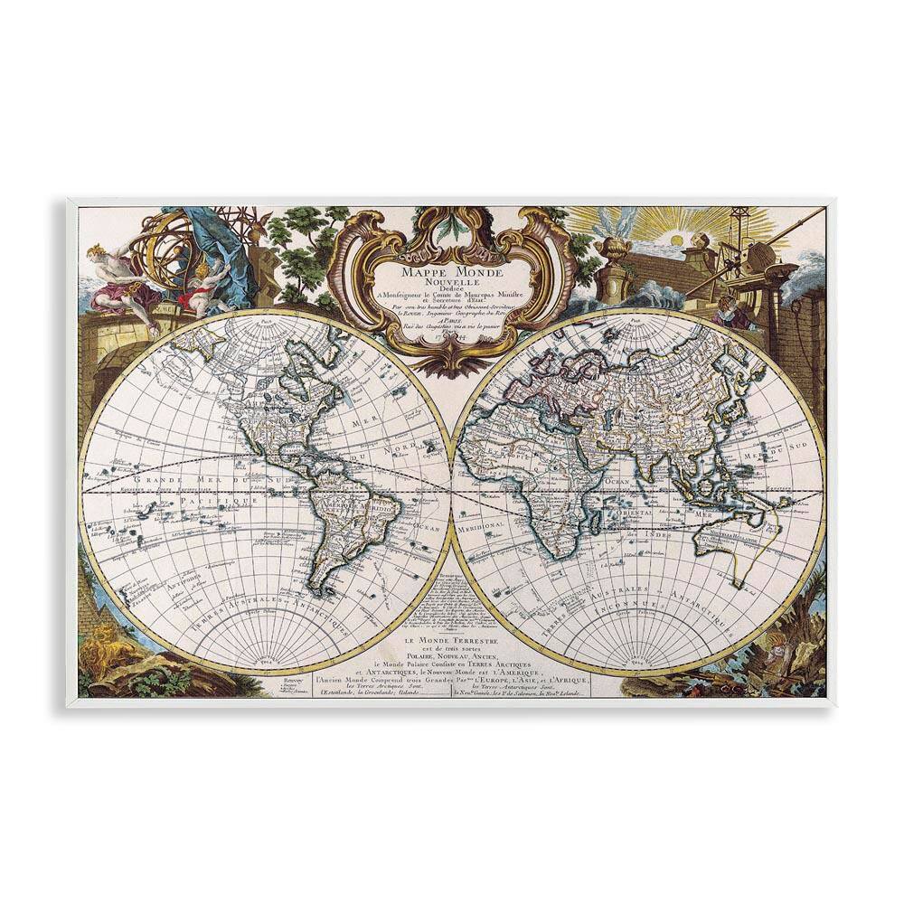 Classic Inspired World Map by Chris Donovan White Framed Typography Giclee Art Print 12 in. x 18 in. price history on PriceWatchPro