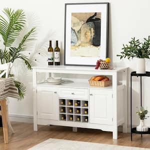 White Storage Buffet Sideboard Table Kitchen Sever Cabinet Wine Rack