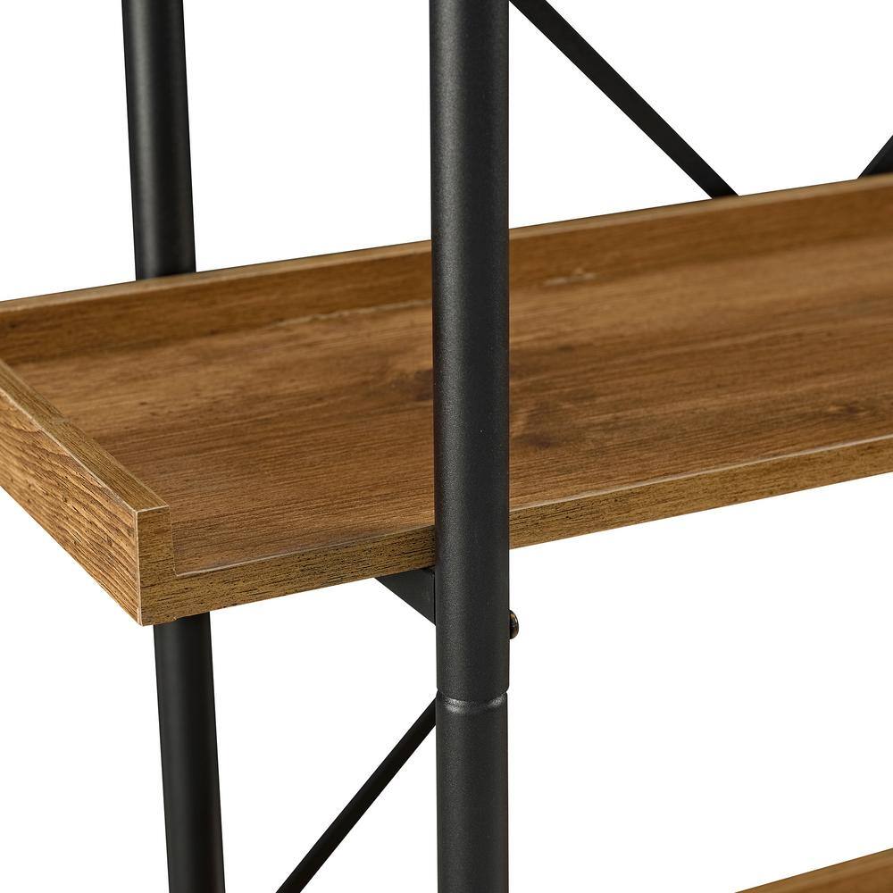 Adjustable Black Wood 36" Urban Etagere Bookshelf with 5 Shelves