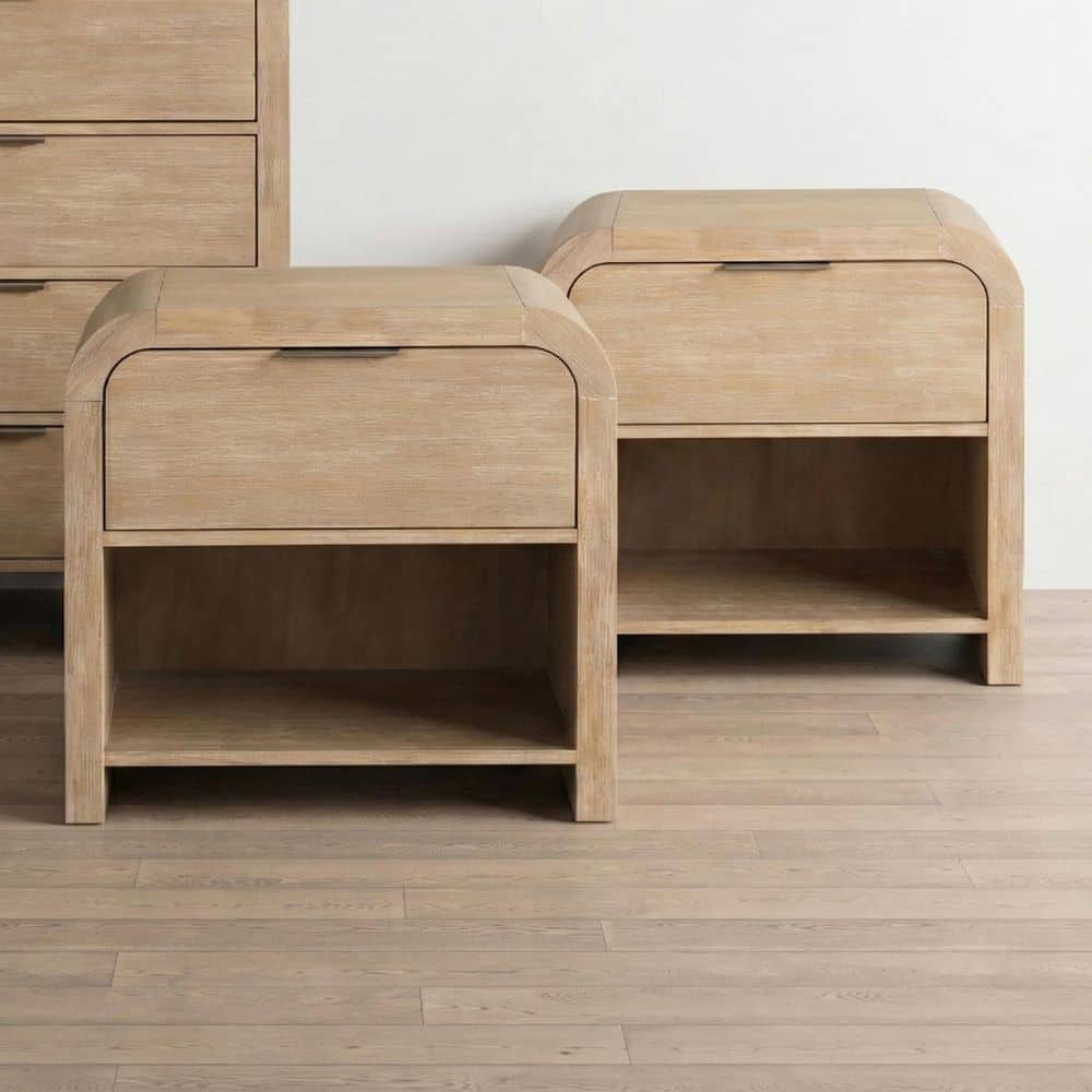 Falkner Modern Modern Natural 1-Drawer 28 in. W Nightstand (Set of 2)