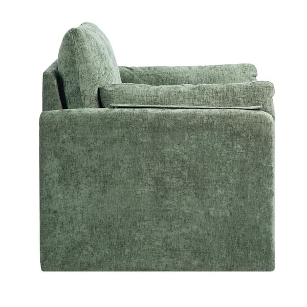 Modern Green Accent Chair, Upholstered with Armrests, Plastic Outdoor Rocking Chair with Dark Green Cushion