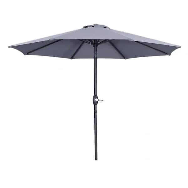 Unbranded 9 ft. Aluminum Market Outdoor Patio Umbrella in Gray with Crank Lift