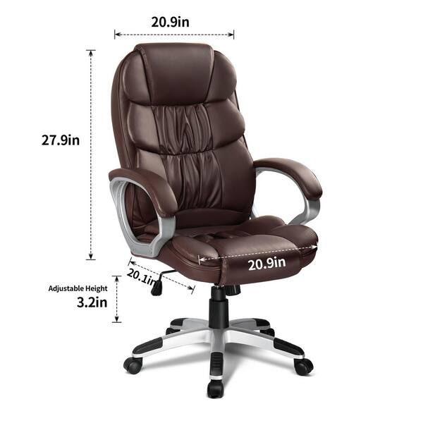 Furniwell Brown Big And High Back, High Back Brown Leather Executive Office Chair