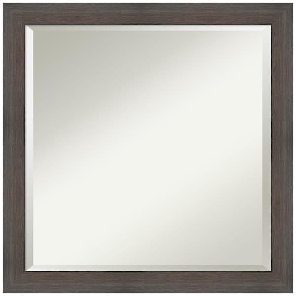 Amanti Art Hardwood Chocolate Narrow 23 in. W x 23 in. H Wood Framed Beveled Wall Mirror in Brown