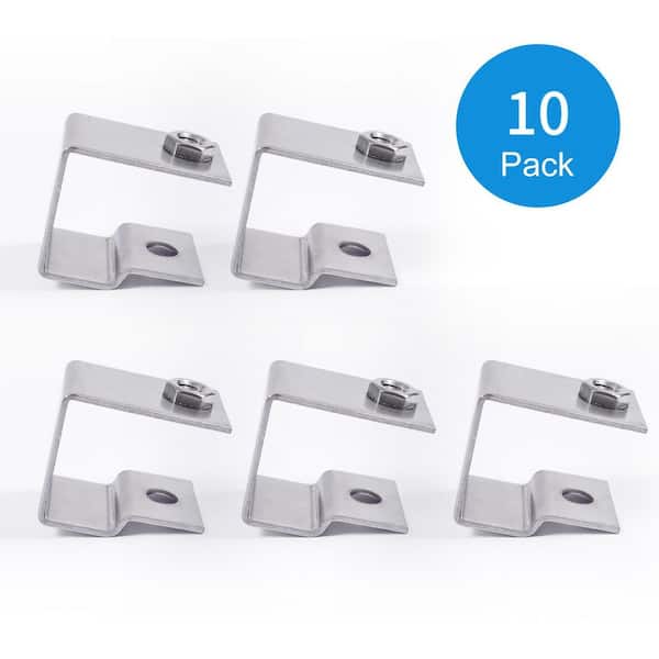 Stainless Steel C-Clamp Composite Grating Clip, Connector, for 1 in. Height Grating, 10-Pack, Deck Tile, Gray