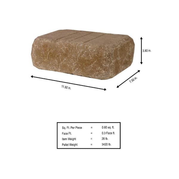 Oldcastle Olde Manor 3.75 in. x 11.5 in. x 8 in. Toscana Tan/Brown Concrete Garden Wall Block (120 Pieces / 40 Face ft. / Pallet)