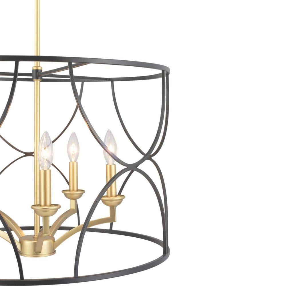 Landree Black Steel and Brass 5-Light Chandelier
