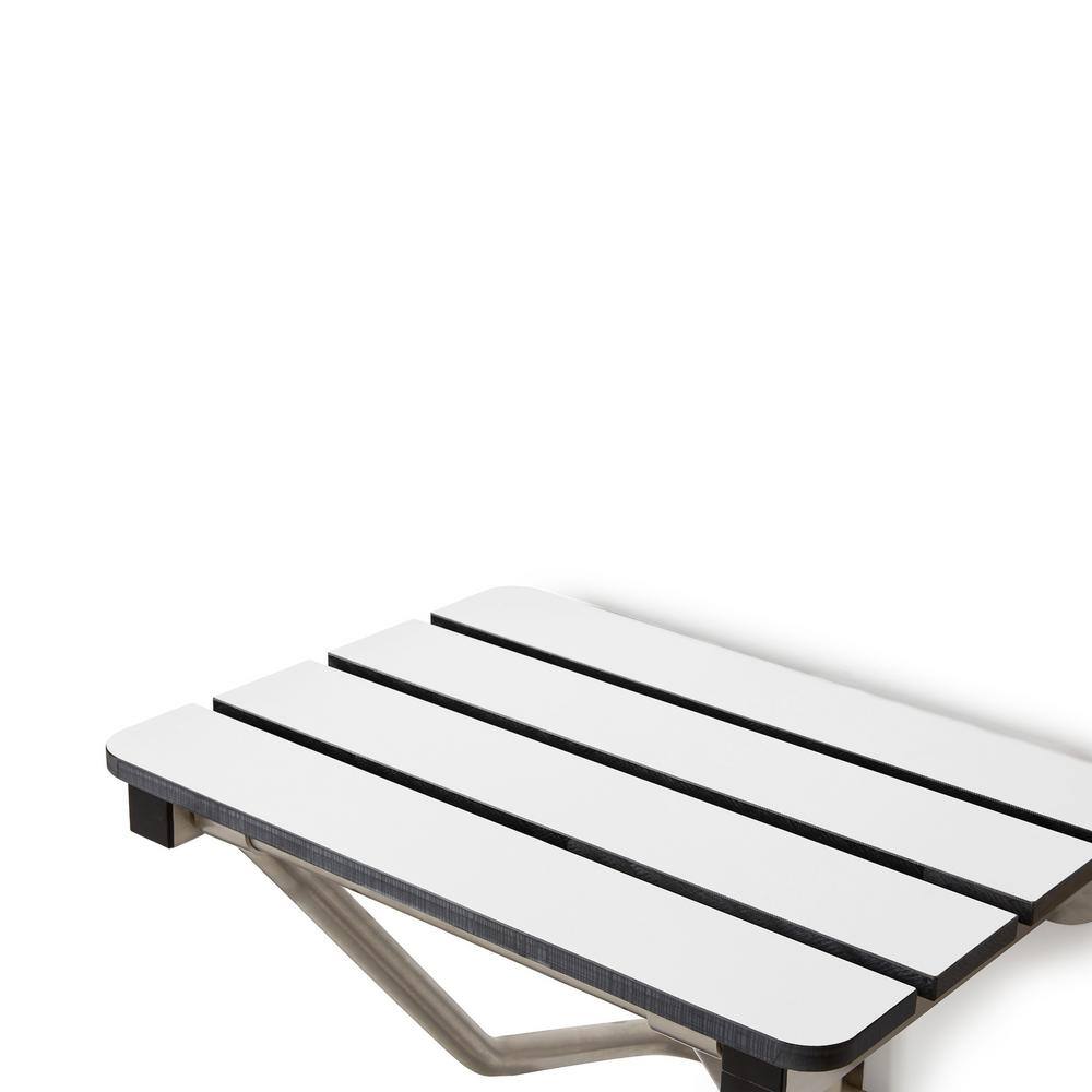 32" x 15" White Phenolic Slats Folding Wall Mount Shower Seat