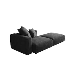Black Corduroy Velvet Modular Free Combination Arm Chair Sofa with Ottoman
