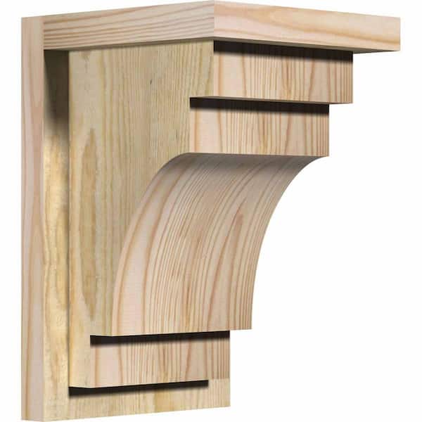 Ekena Millwork 8 in. x 8 in. x 12 in. Douglas Fir Mediterranean Rough Sawn Corbel with Backplate