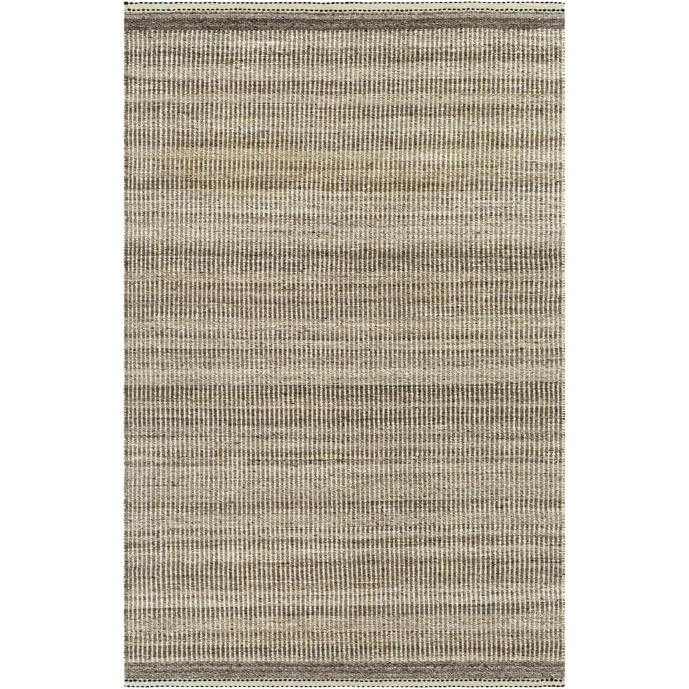 Handmade Black and Beige Wool Tufted 6' x 9' Rug