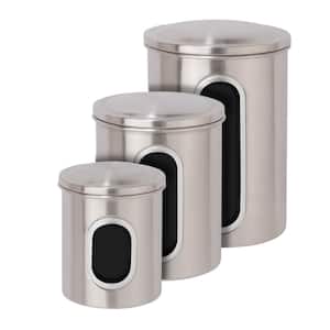 Metal Storage Canisters in Stainless Steel (3-Pack)