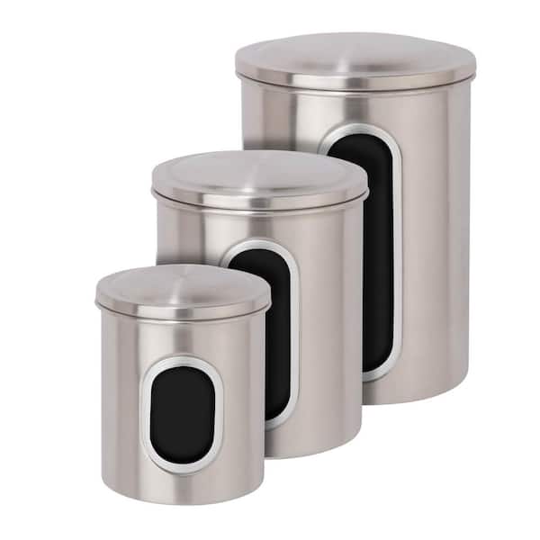 Honey-Can-Do Metal Storage Canisters in Stainless Steel (3-Pack)