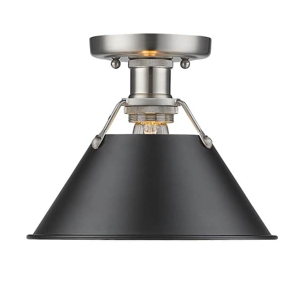 Golden Lighting Orwell PW 1-Light Pewter Flush Mount Light