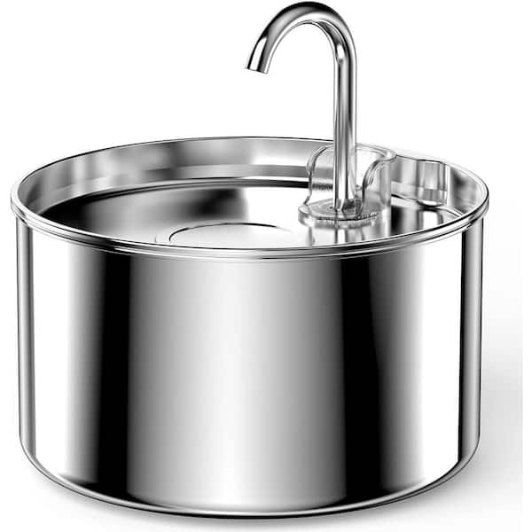 7.48 x 7.48 x 3.94 Stainless Steel Cat Water Fountain Indoor Automatic Dispenser for Pets with Quiet Pump, Filter Feed
