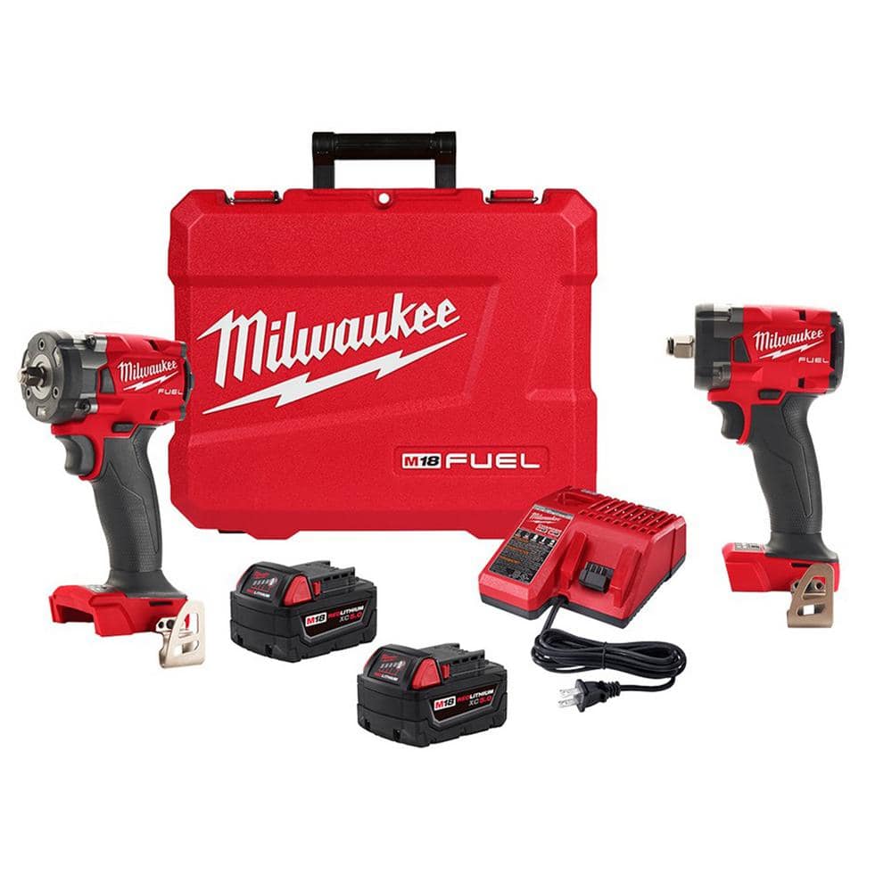 Milwaukee M18 FUEL Gen-2 18V Lithium-Ion Brushless Cordless 3/8 in. Impact Wrench Kit & 1/2 in. CP Impact Wrench Bare Tool -  2854-22-2855
