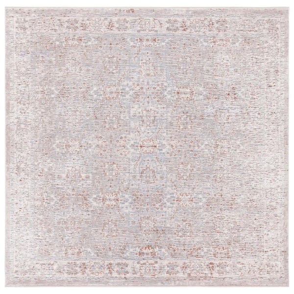 Marmara Beige/Blue Rust 7 ft. x 7 ft. Square Abstract Border Area Rug