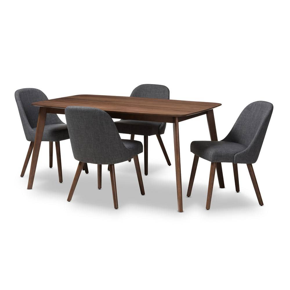 Baxton Studio Cody 5-Piece Dark Gray Dining Set