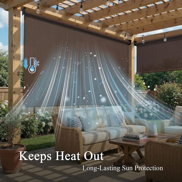 vicllax 10 ft. x 8 ft. Mocha Outdoor Roller Shade with Chain