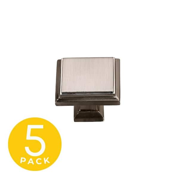 Sapphire Accent Series 1-1/4 in. Modern Satin Nickel Square Cabinet Knob (5-Pack)