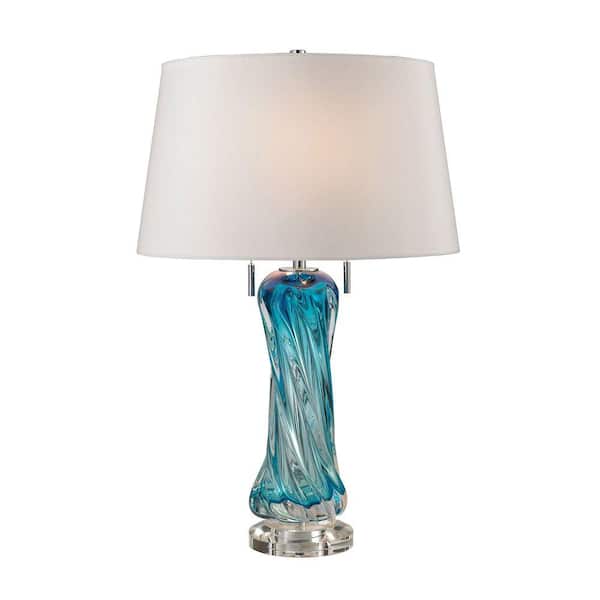 Titan Lighting Vergato 24 in. Blue Free Blown Glass Table Lamp