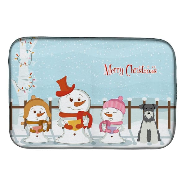 Red Snowman Toss Reversible Dish Drying Mat