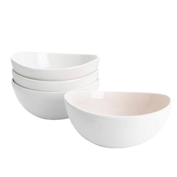 White 8 in. 42 fl. oz. Porcelain Serving Bowls for Salad, Soup, Pasta More - Microwave, Dishwasher Oven Safe, Set of 4