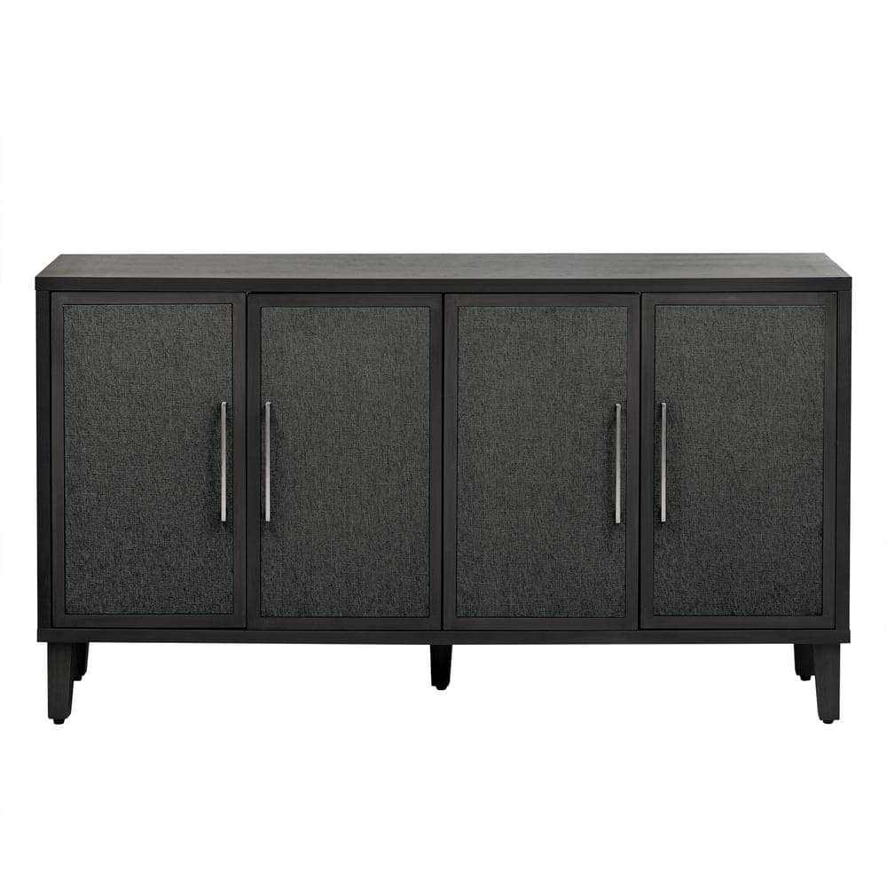 59.80 in. W x 15.70 in. D x 33.80 in. H Black Linen Cabinet with 4 ...