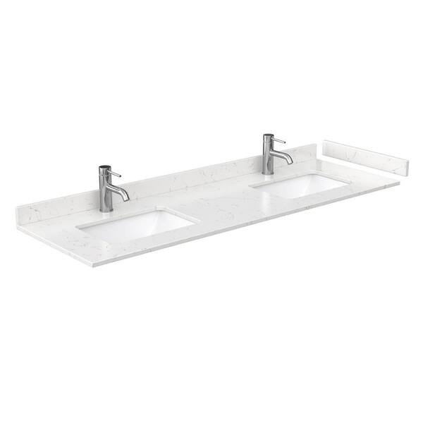 Wyndham Collection Beckett 66 In W X 22 In D Double Vanity In White With Cultured Marble Vanity Top In Carrara With White Basins Wcg242466dwhccunsmxx The Home Depot