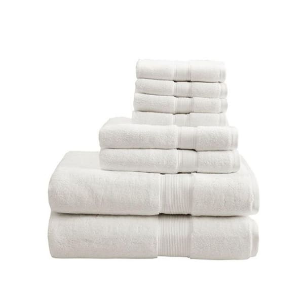 MADISON PARK Signature 800GSM 8-Piece Cream Ultra-Soft 100% Cotton Absorbent Bath Towel Set