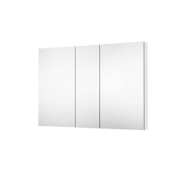 52 in. W x 36 in. H Rectangular Aluminum Recessed/Surface Mount Medicine Cabinet with Mirror and Glass Shelves