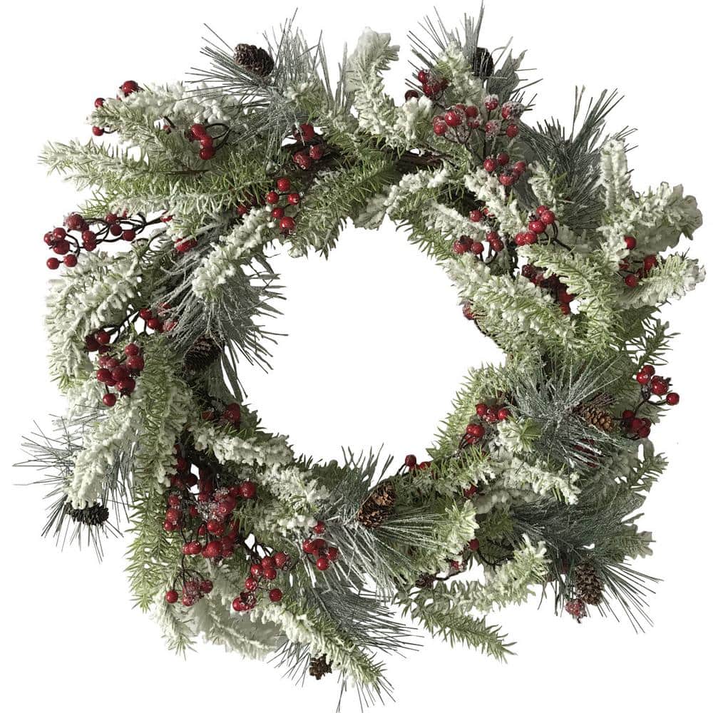 25 in. Artificial Christmas Wreath with Pinecones and Berries