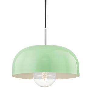 Avery 1-Light 14 in. W Polished Nickel Pendant with Mint Metal Shade