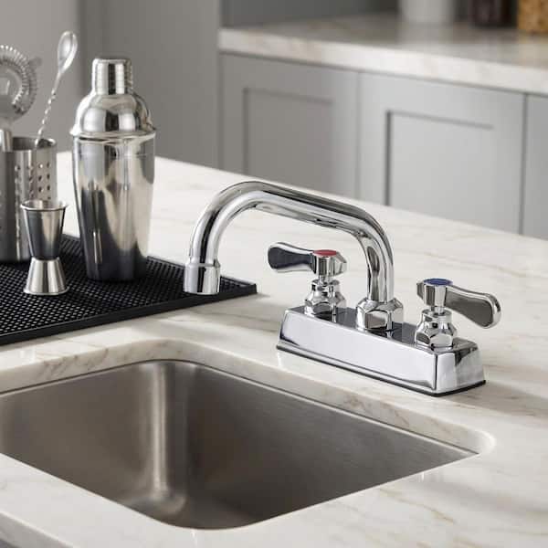 Commercial Faucet with 6 in. Swivel Spout, Double Handle Deck Mount Standard Kitchen Faucet in Polished Chrome