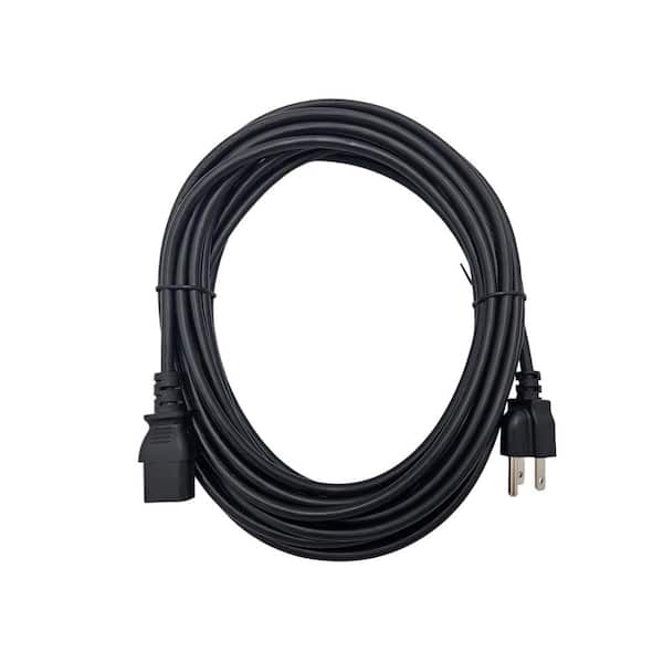 10 ft. (18AWG)/3-Conductors Universal AC Power Cord UL Approved Indoor (NEMA 5-15P to C13) Black/10-Pack