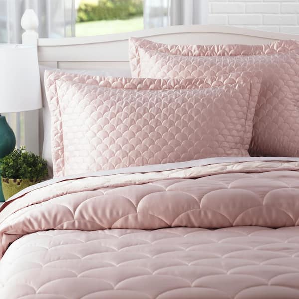Nikki Chu Scallop Quilted Rose Gold Standard Pillow Sham