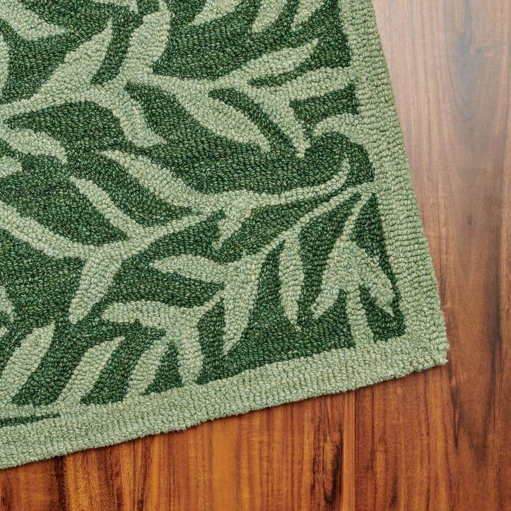 Handmade Green Floral Tufted Wool 9' x 12' Rug